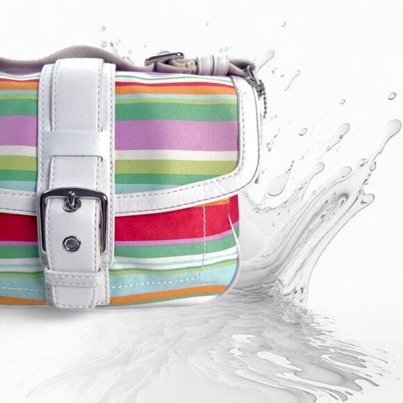 Coach Hampton Flap Multicolor Striped Crossbody/Shoulder Bag and wallet - Picture 2 of 12